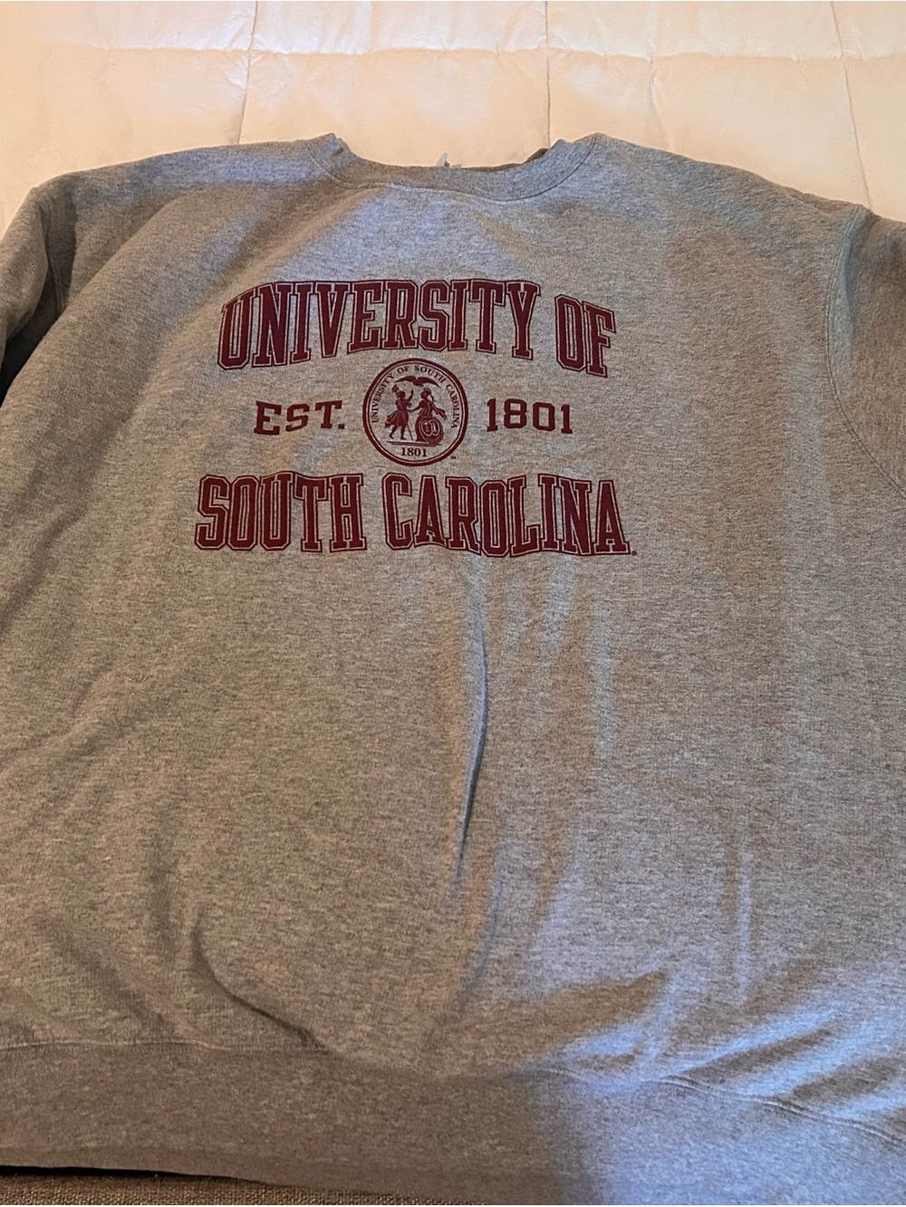 Champion Gray Crewneck Sweatshirt with Garnet University Print